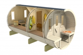 Sudová sauna 330 SMREK s terasou, zmontovaná