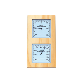 Teplomer s vlhkomerom, borovica, vertikálna, biely ciferník