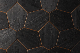 Dekoratívny saunový obklad HEXAGON, abachi thermowood yakisugi 432x373mm