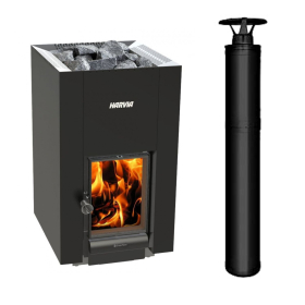 Set kachlí HARVIA Linear 22 GreenFlame s komínom