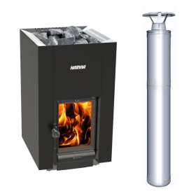 Set kachlí HARVIA Linear 22 GreenFlame s komínom