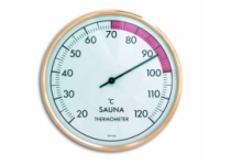 Saunový teplomer guľatý, zlatý rám