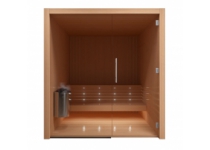 Fínska sauna Auroom LIBERA 200x200 s presklenou stenou, thermowood osika