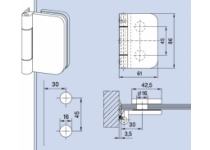 Pánt pre saunové celosklenené dvere (na zárubňu), matný, nerez